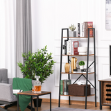 4-Tier Minimalist Ladder Shelf Unit with Steel Frame & MDF Shelves – Home Display Storage Bookcase