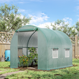 Outsunny Reinforced Walk-In Polytunnel Greenhouse with Steel Frame, PE Cover & Mesh Windows – 2.5 x 2m