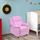 HOMCOM Kids PU Leather Recliner Armchair with Raising Footrest – Child-Size Gaming & TV Chair