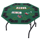 HOMCOM 8 Player Folding Poker Table with Chip Trays & Cup Holder – Green Felt Top Card Games Table, Steel Legs