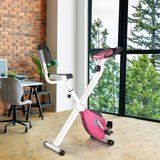 HOMCOM Foldable Magnetic Exercise Bike with 8 Resistance Levels, LCD Monitor & Adjustable Seat – Home Cardio, Pink