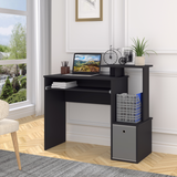 HOMCOM Computer Desk with Sliding Keyboard Tray, Drawer & Shelf – Compact Home Office Workstation, Black