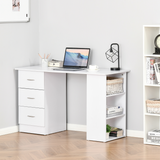 120cm Computer Desk with 3 Shelves & Drawers – Home Office Workstation, White