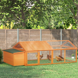 PawHut Wooden Chicken Run with Nesting Box & Openable Roof for 4-8 Chickens or Ducks – Poultry Run, Orange