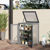 Outsunny 3-Tier Wooden Mini Greenhouse Cold Frame with Polycarbonate Panels & Flip-Top Lid – Plant Shelf