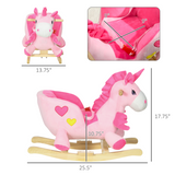 Kids Rocking Horse with Metal Frame, Seatbelt & 32 Songs – Toddler Ride-On Toy for Ages 18+ Months, Pink