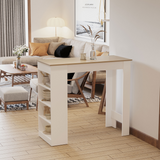HOMCOM Bar Table with 4-Tier Side Shelves – Compact Kitchen Dining Table, Natural