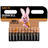 Duracell Plus MN2400 AAA Alkaline Batteries, Pack of 10 – Long Lasting Power for Everyday Devices