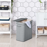 HOMCOM 100L Bamboo Laundry Basket with Flip Lid and Removable Lining – Water-Resistant Hamper, Grey
