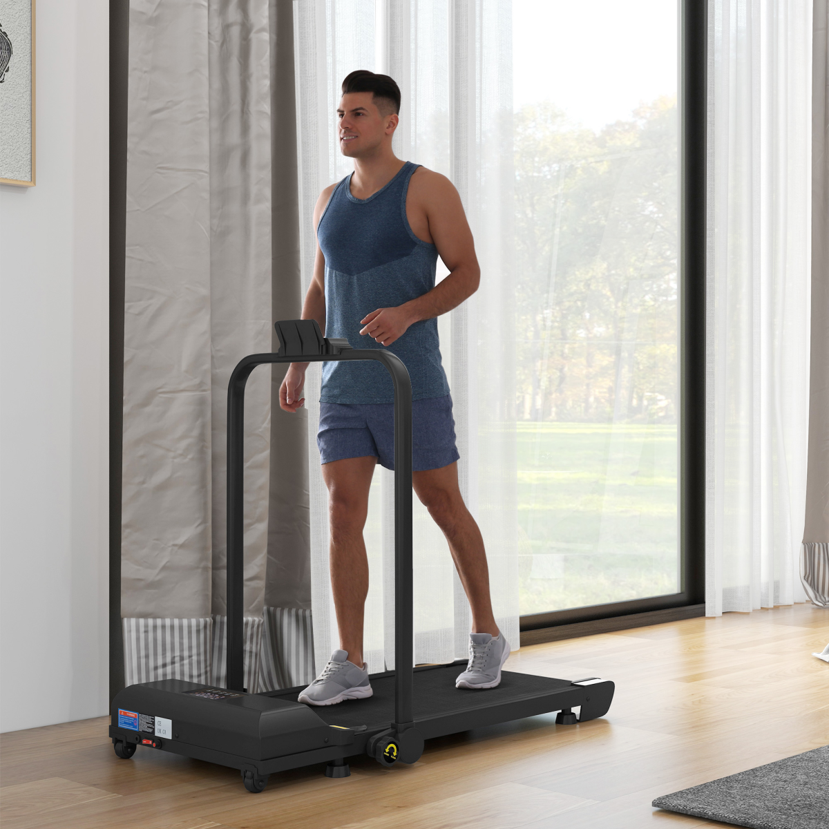 HOMCOM 2.5HP Folding Treadmill Walking Pad with Remote Control, 1-10km/h – Home Running Machine, Black
