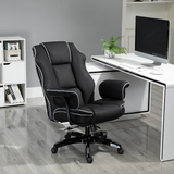 Piped PU Leather High Back Gaming Office Chair with 150° Recline & Rocking Function – Home Office Chair, Black