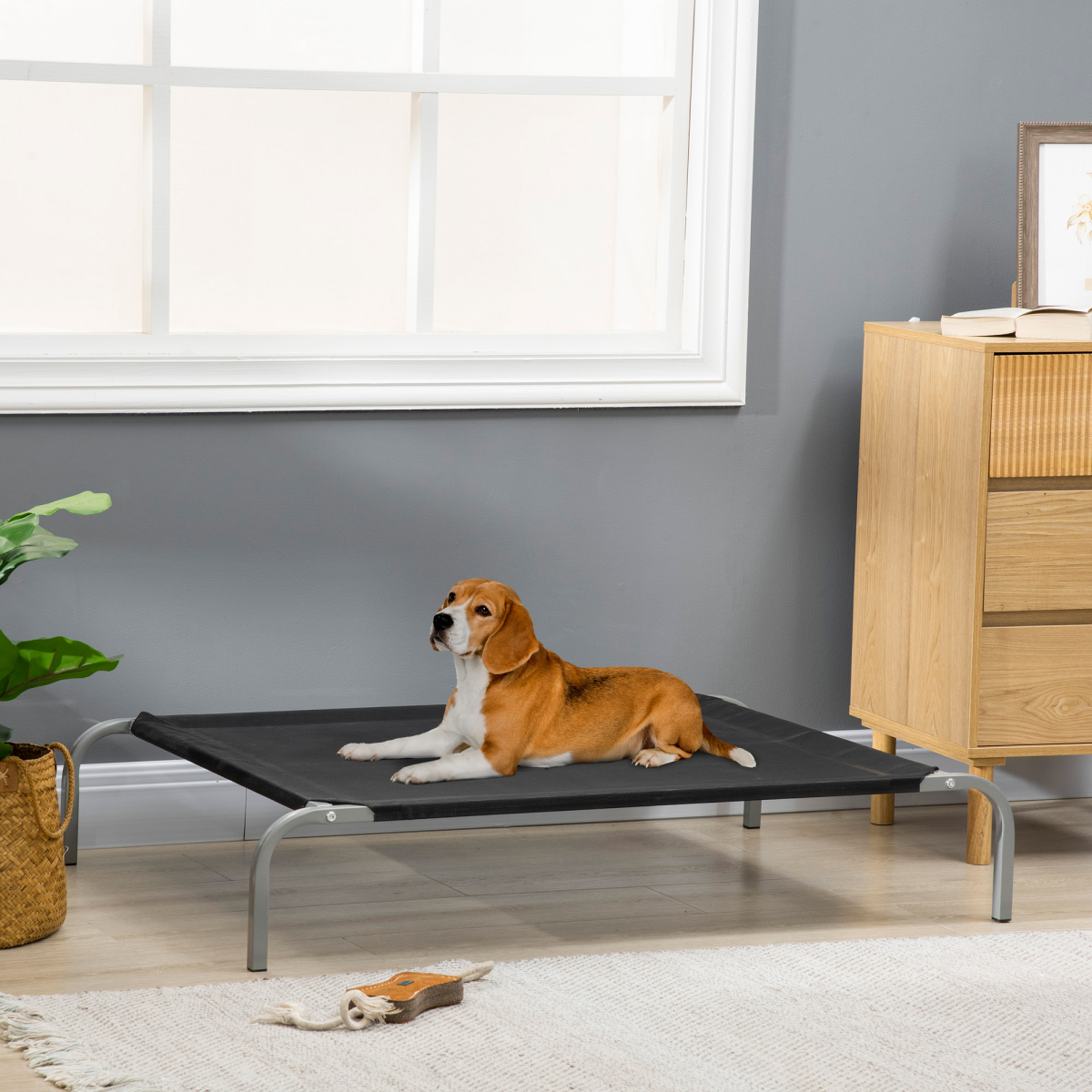 Pawhut Elevated Cooling Dog Bed with Breathable Mesh & Non-slip Pads – Raised Steel Frame for Large Dogs