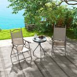 Outsunny Set of 2 Folding Garden Chairs with Breathable Mesh Seats & Powder-Coated Steel Frames, Mixed Brown