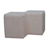 Artisan Furniture Twin Footstool in Solid Wood with White Boucle Upholstery – Seats Two, Contemporary, White