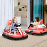 HOMCOM 6V Kids Bumper Car with 360° Rotation, 2 Speeds, Music and Lights – Ride-On Waltzer Car, Pink