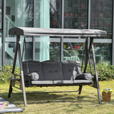Outsunny Heavy Duty Steel 3 Seater Garden Swing Chair with Canopy & Cushions – Patio Furniture