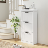 HOMCOM Slim Shoe Cabinet with 3 Flip Drawers, Holds 15 Pairs – Space-Saving Hallway Storage, White