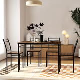 HOMCOM 5 Piece Space-Saving Dining Table & 4 Chairs Set – Industrial-Style Family Dining, Oak