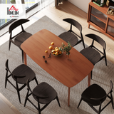 HOMCOM 150cm Rectangular Dining Table with Solid Wood Frame – Country Style Table for Six, Light Brown