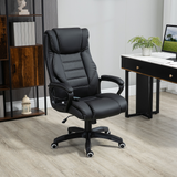 High Back Executive Massage Office Chair with 6-Point Vibration & Wired Remote – PU Leather, Black