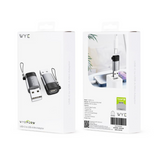 WYEFLOW USB-C to USB-A Mini Adaptor with Anti-Loss Lanyard – Plug and Play Data Transfer, Silver
