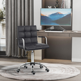 Vinsetto Mid Back PU Leather Home Office Chair with Armrests, Swivel Wheels and Adjustable Height, Black