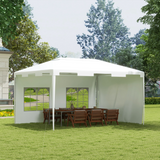 Outsunny 3 x 4m Garden Gazebo Party Tent with 2 Removable Walls – Steel Frame Marquee Canopy, White