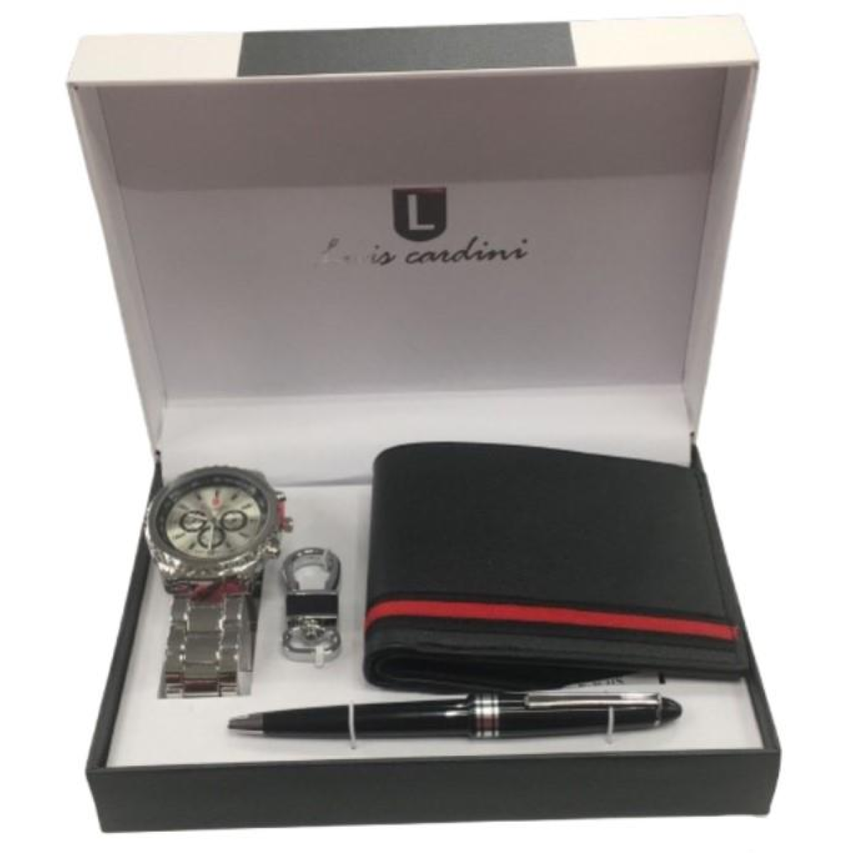 Luis Cardini Men's Watch Gift Set with Pen, Wallet and Keyring – Presentation Box