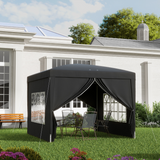 Outsunny 3 x 3m Pop Up Gazebo with Four Removable Walls & Carry Bag – Garden Party Tent Canopy, Black