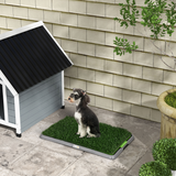 PawHut Dog Toilet with 2 Artificial Grass Pads – Indoor and Outdoor Potty Training Tray, 67 x 41cm, Green