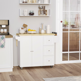Drop-Leaf Kitchen Island on Wheels with Drawers & Cabinet – Mobile Storage Cart & Serving Trolley