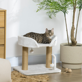 42cm Indoor Cat Tree Kitty Play Tower with Hanging Toy Balls & Jute Scratching Post – Soft Polyester Cover
