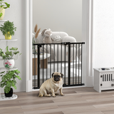 PawHut Adjustable Metal Pet Safety Gate with Extension & Auto-Close Door – Doorway & Stair Barrier, Black