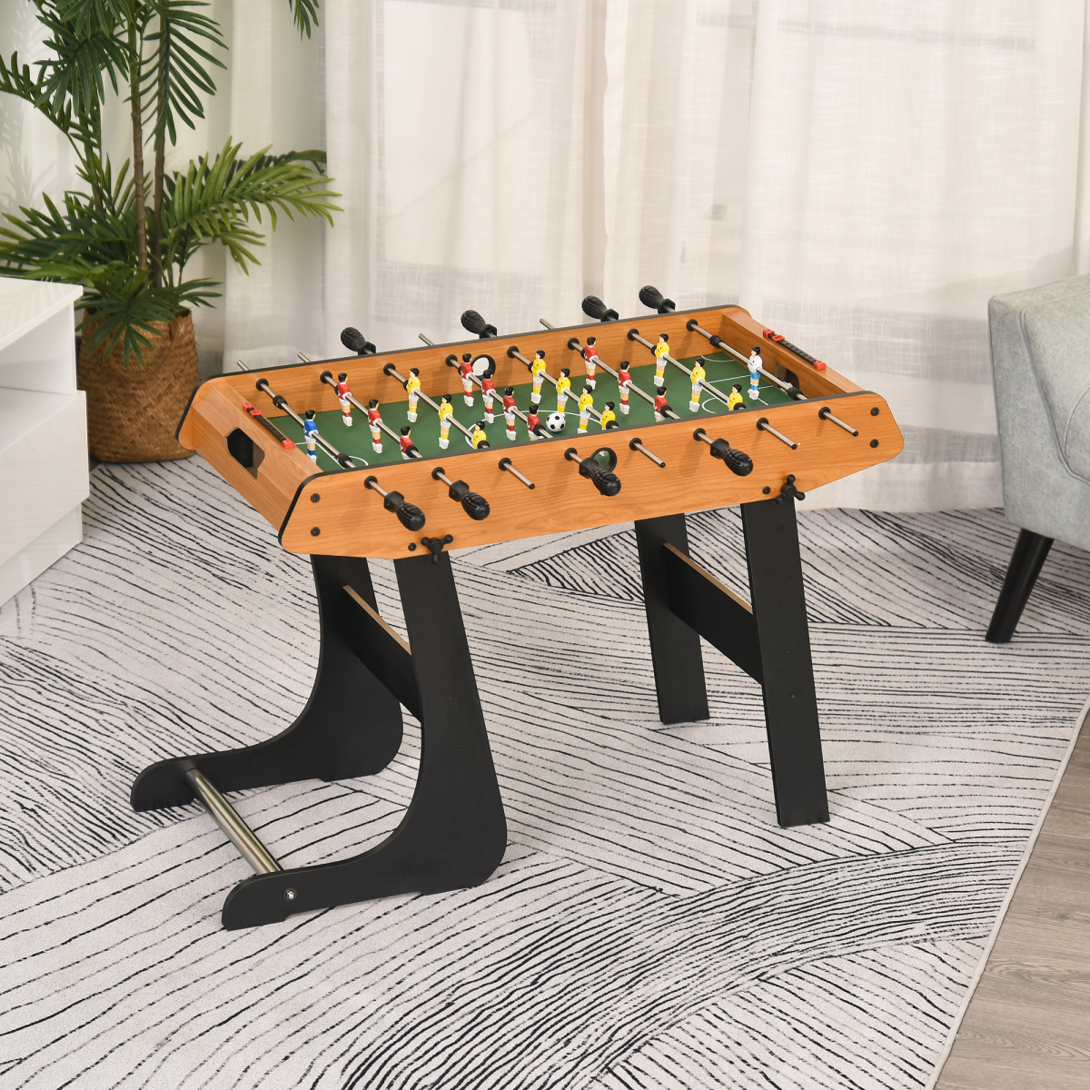 HOMCOM Folding Football Table with Scoreboards & Foam Grip Handles – Space-Saving Foosball Game Table