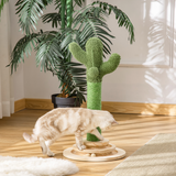 Pawhut Cactus Cat Tree with Sisal Scratching Post, Hanging Ball and Roller Platform – Compact Plush Activity Toy