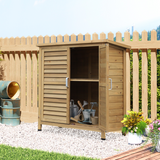 Outsunny Fir Wood Garden Storage Cabinet with 2 Shelves, Shutter Doors & Felt Roof – Outdoor Tool Store