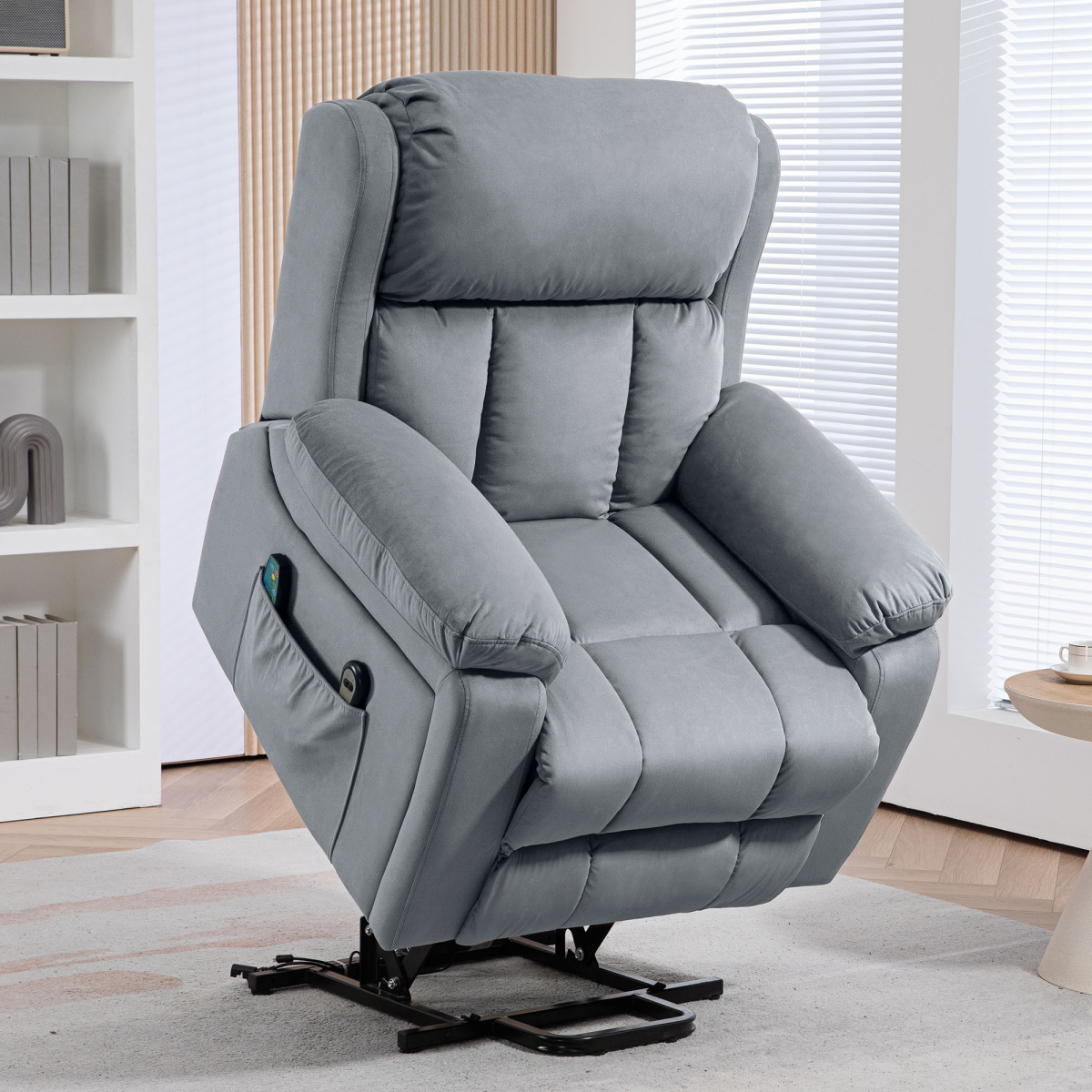 HOMCOM Riser & Recliner Lift Chair with Electric Lift, Vibration Massage & Heat – Remote Control, Grey