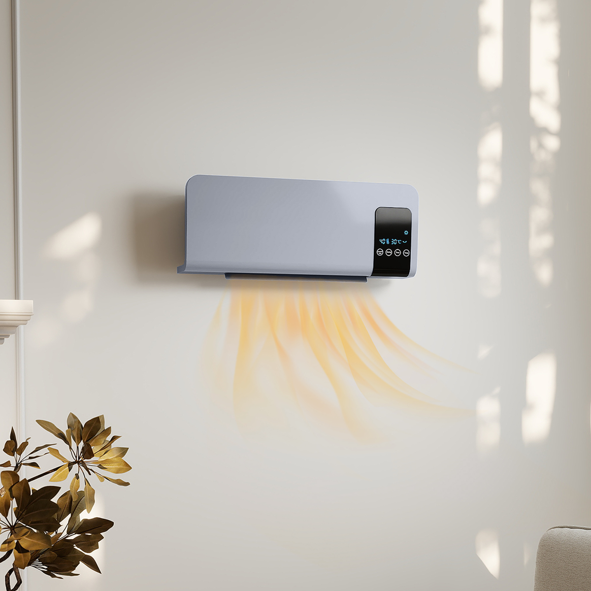 HOMCOM 2000W Wall-Mounted Ceramic Heater with Remote Control – Oscillating, 12-Hour Timer, LED Display, Grey