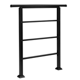 Wrought Iron Handrail for Outdoor Steps, Fits 1 to 3 Steps – Black Powder-Coated Rail with Installation Kit
