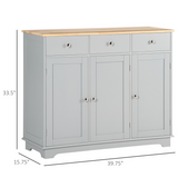 Kitchen Storage Cabinet with 3 Drawers & Adjustable Shelves – Flat Worktop Kitchen Furniture