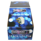 Daewoo 13 Amp 3 Pin Plug – Standard UK Mains Plug with Ergonomic Design, White