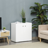 HOMCOM Freestanding Storage Cabinet with 2 Shelves – Wooden Sideboard for Bedroom or Office, White