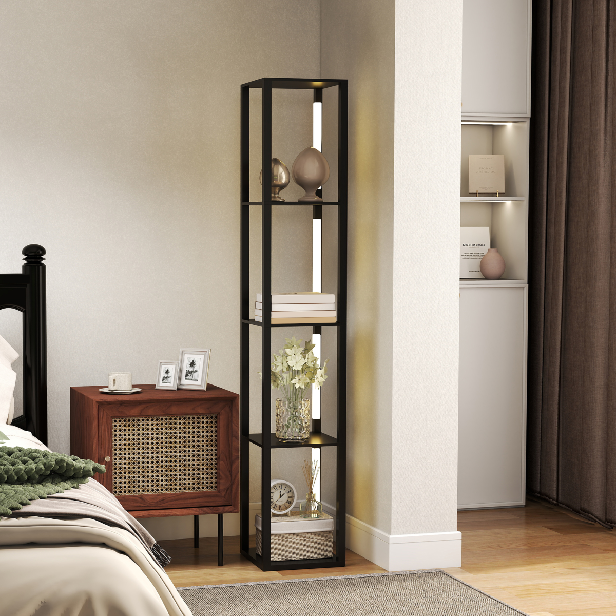 HOMCOM Standing Floor Lamp with Foot Switch – Black
