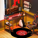 HOMCOM Reversible Computer Desk with Charging Station, RGB LED Lights & Monitor Stand – Home Office, Black