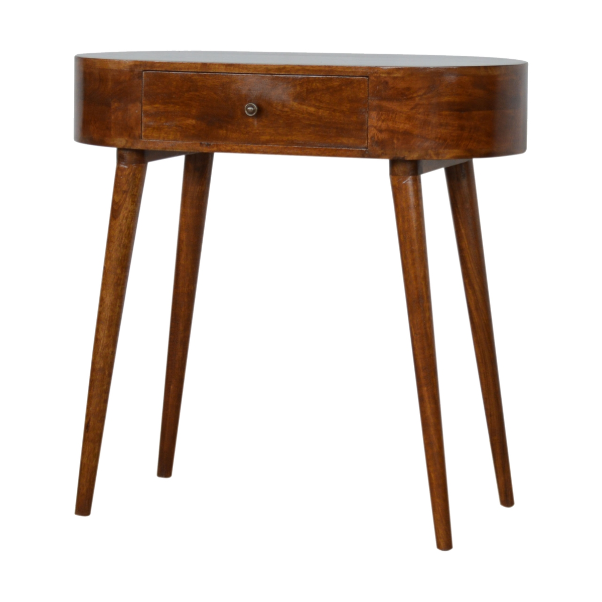 Artisan Furniture Solid Mango Wood Albion Console Table with 1 Drawer & Nordic Legs – Chestnut Finish, Brown