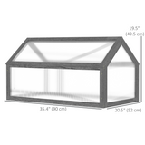 Wooden Cold Frame Greenhouse with Polycarbonate Panels & Adjustable Roof – Portable Garden Planter, Grey