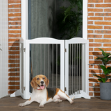 PawHut Foldable Dog Gate for Doorways, Stairs and Halls – Freestanding Pet Barrier, White