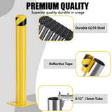 Steel Parking Bollard Post, 42 in High, 4.5 in Diameter – Yellow Powder-Coated Safety Barrier for Car Parks