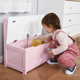 HOMCOM Kids Toy Box with Seat Bench, Gas Stay Bar & Hidden Storage – Wooden Children's Storage Chest