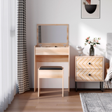 HOMCOM Dressing Table Set with Flip-Up Mirror and Padded Stool – Wood, Hidden Storage